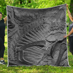 Monochrome Dinosaur Fossil Print Quilt