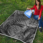 Monochrome Dinosaur Fossil Print Quilt