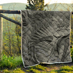 Monochrome Dinosaur Fossil Print Quilt