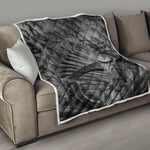 Monochrome Dinosaur Fossil Print Quilt