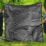 Monochrome Dinosaur Fossil Print Quilt