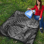 Monochrome Dinosaur Fossil Print Quilt