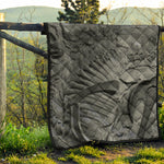 Monochrome Dinosaur Fossil Print Quilt