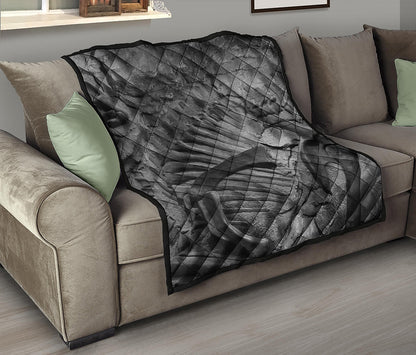 Monochrome Dinosaur Fossil Print Quilt