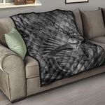 Monochrome Dinosaur Fossil Print Quilt