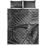 Monochrome Dinosaur Fossil Print Quilt Bed Set