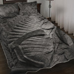Monochrome Dinosaur Fossil Print Quilt Bed Set