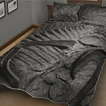 Monochrome Dinosaur Fossil Print Quilt Bed Set