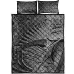 Monochrome Dinosaur Fossil Print Quilt Bed Set