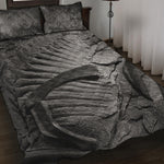 Monochrome Dinosaur Fossil Print Quilt Bed Set