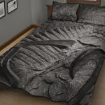 Monochrome Dinosaur Fossil Print Quilt Bed Set