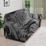 Monochrome Dinosaur Fossil Print Sofa Cover