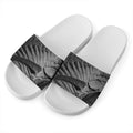 Monochrome Dinosaur Fossil Print White Slide Sandals