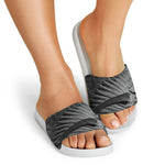 Monochrome Dinosaur Fossil Print White Slide Sandals