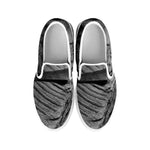 Monochrome Dinosaur Fossil Print White Slip On Shoes
