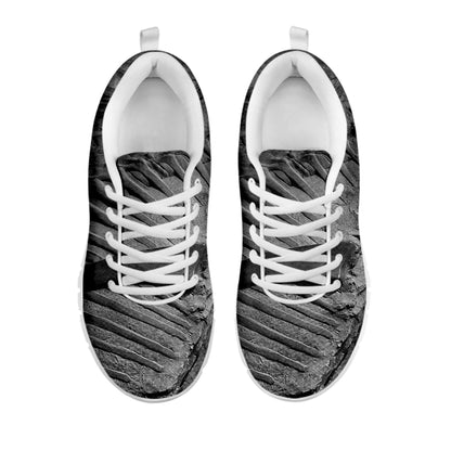 Monochrome Dinosaur Fossil Print White Sneakers