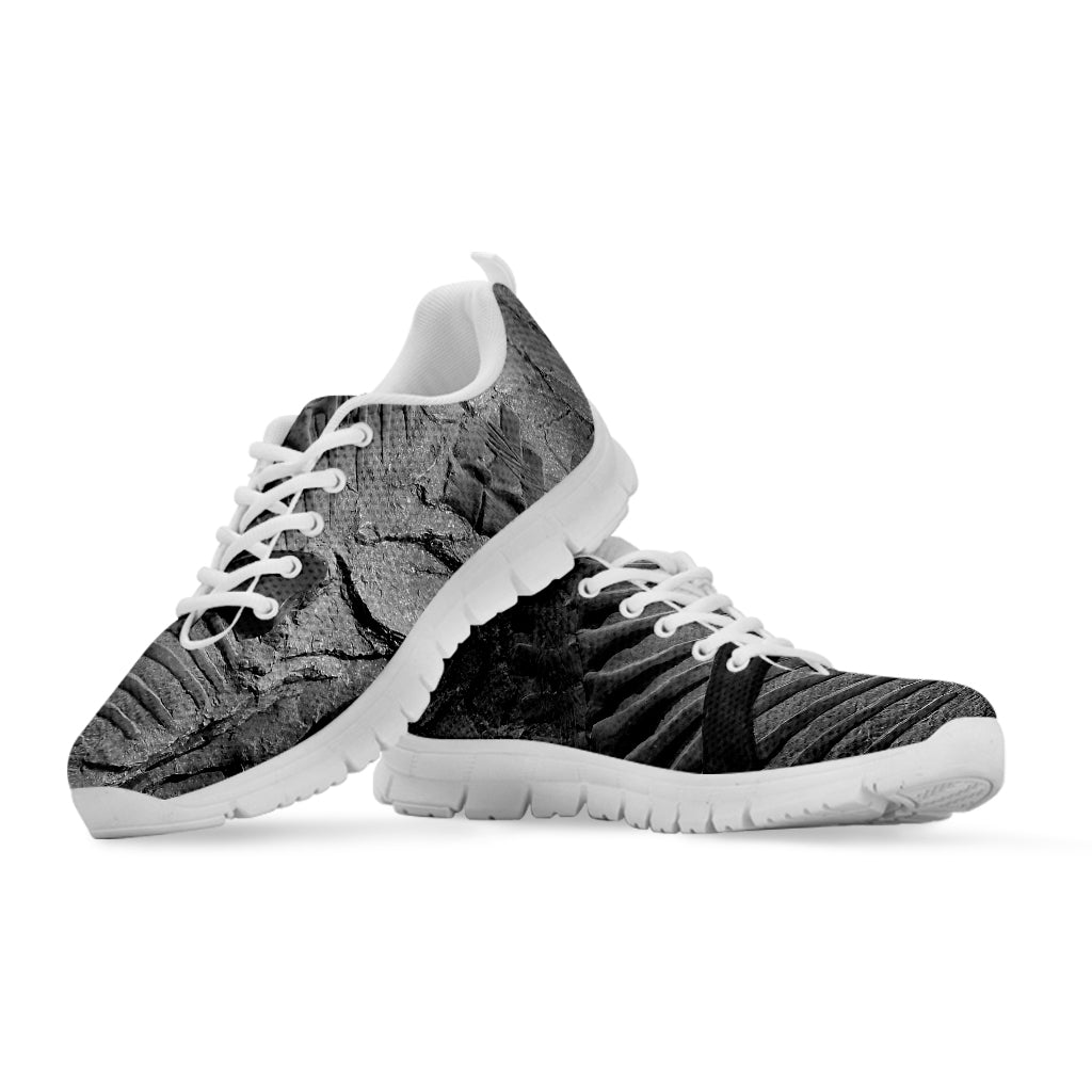 Monochrome Dinosaur Fossil Print White Sneakers