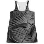 Monochrome Dinosaur Fossil Print Women's Racerback Tank Top