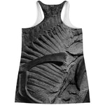 Monochrome Dinosaur Fossil Print Women's Racerback Tank Top