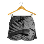 Monochrome Dinosaur Fossil Print Women's Shorts