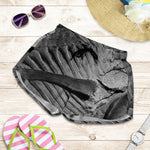 Monochrome Dinosaur Fossil Print Women's Shorts