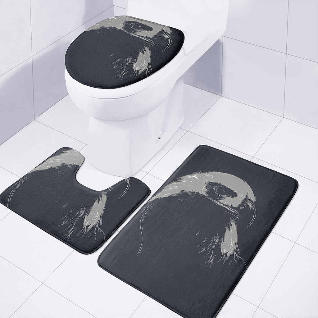 Monochrome Eagle Print 3 Piece Bath Mat Set