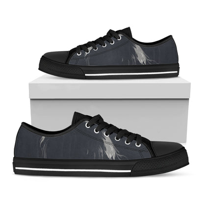 Monochrome Eagle Print Black Low Top Shoes 
