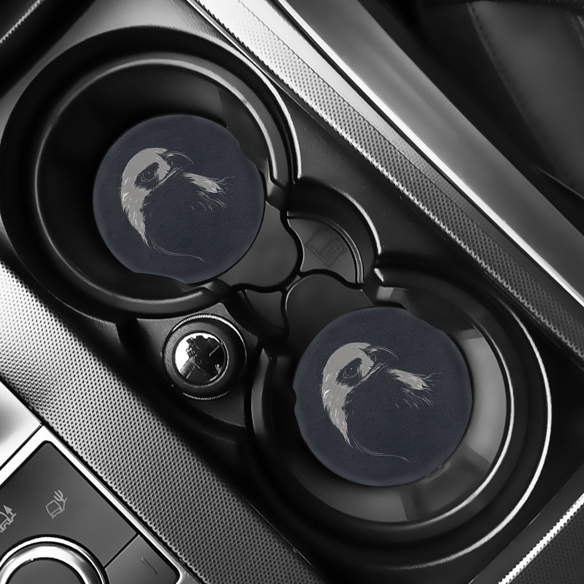 Monochrome Eagle Print Car Coasters