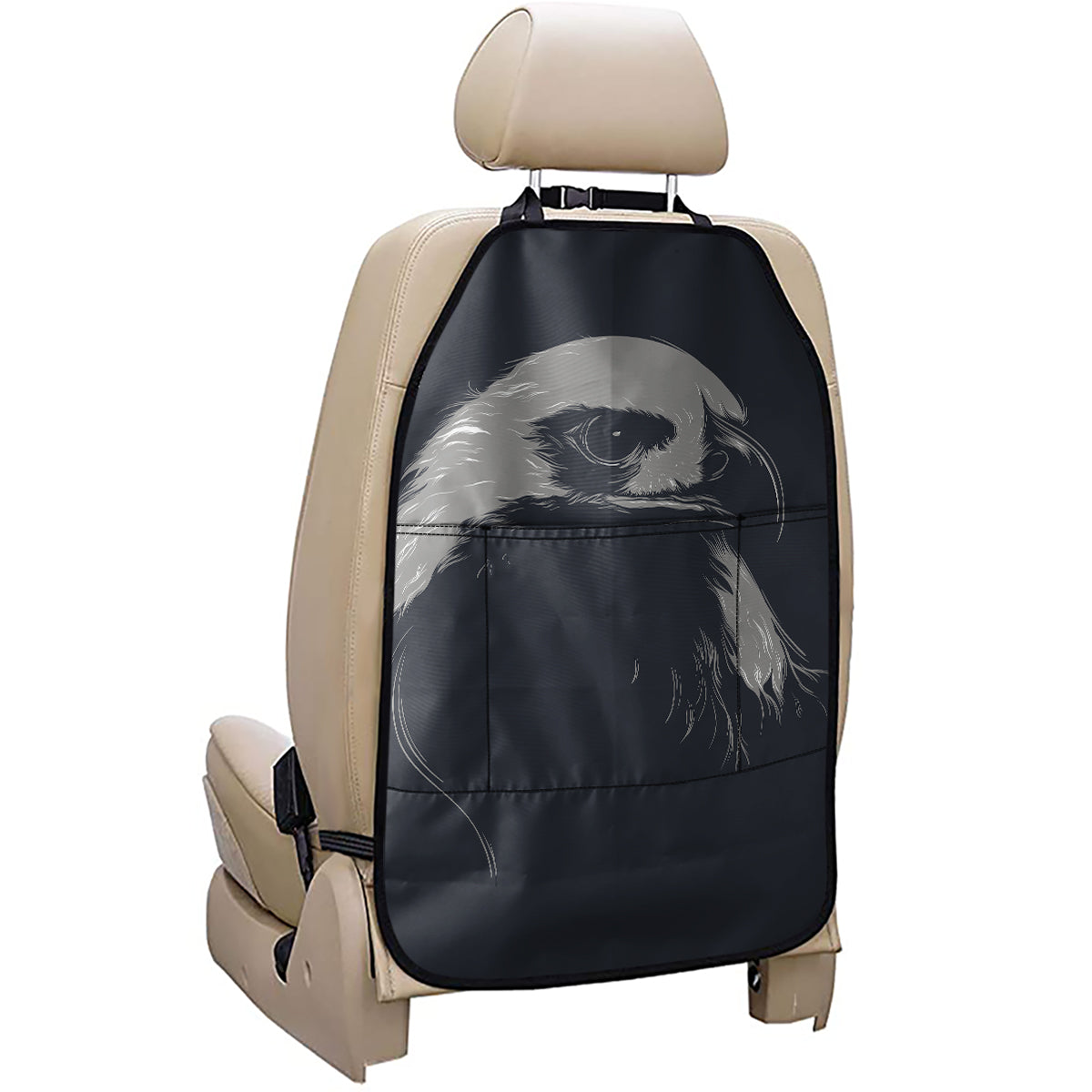 Monochrome Eagle Print Car Seat Organizers