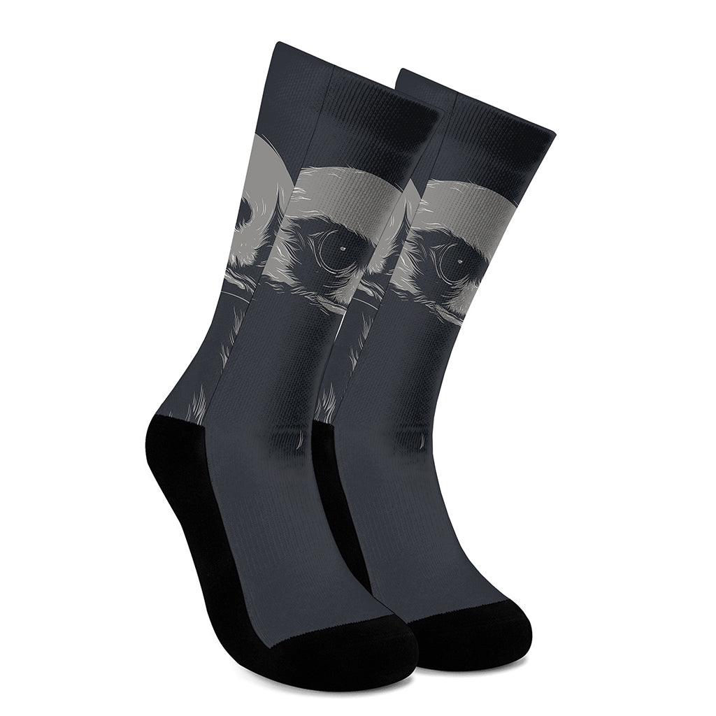Monochrome Eagle Print Crew Socks