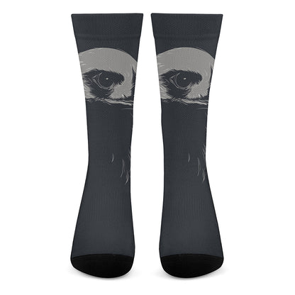 Monochrome Eagle Print Crew Socks