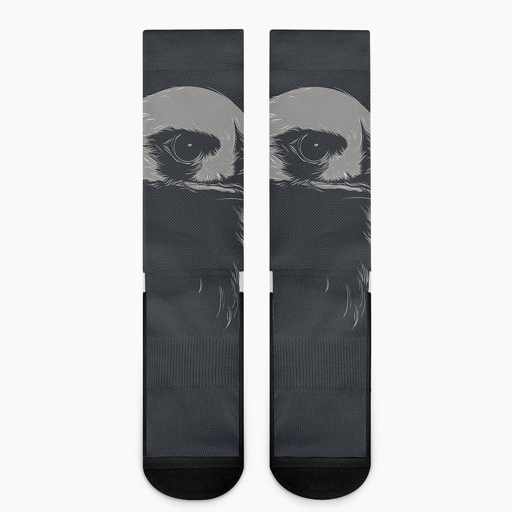 Monochrome Eagle Print Crew Socks