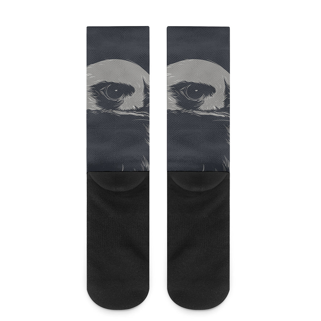 Monochrome Eagle Print Crew Socks