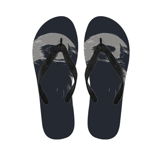 Monochrome Eagle Print Flip Flops