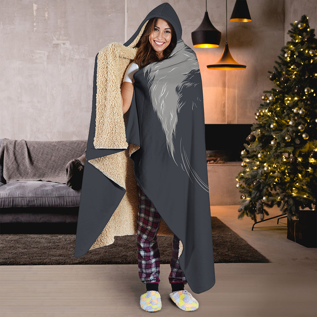 Monochrome Eagle Print Hooded Blanket