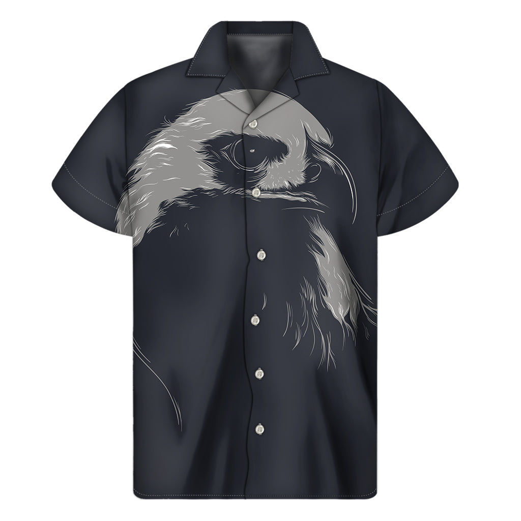 Monochrome Eagle Print Men's Short Sleeve Shirt