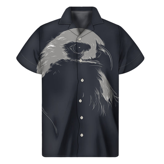Monochrome Eagle Print Men's Short Sleeve Shirt