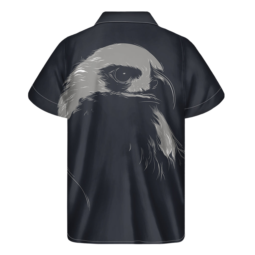 Monochrome Eagle Print Men's Short Sleeve Shirt