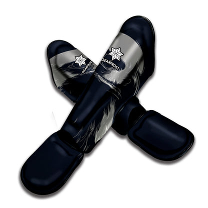 Monochrome Eagle Print Muay Thai Shin Guard