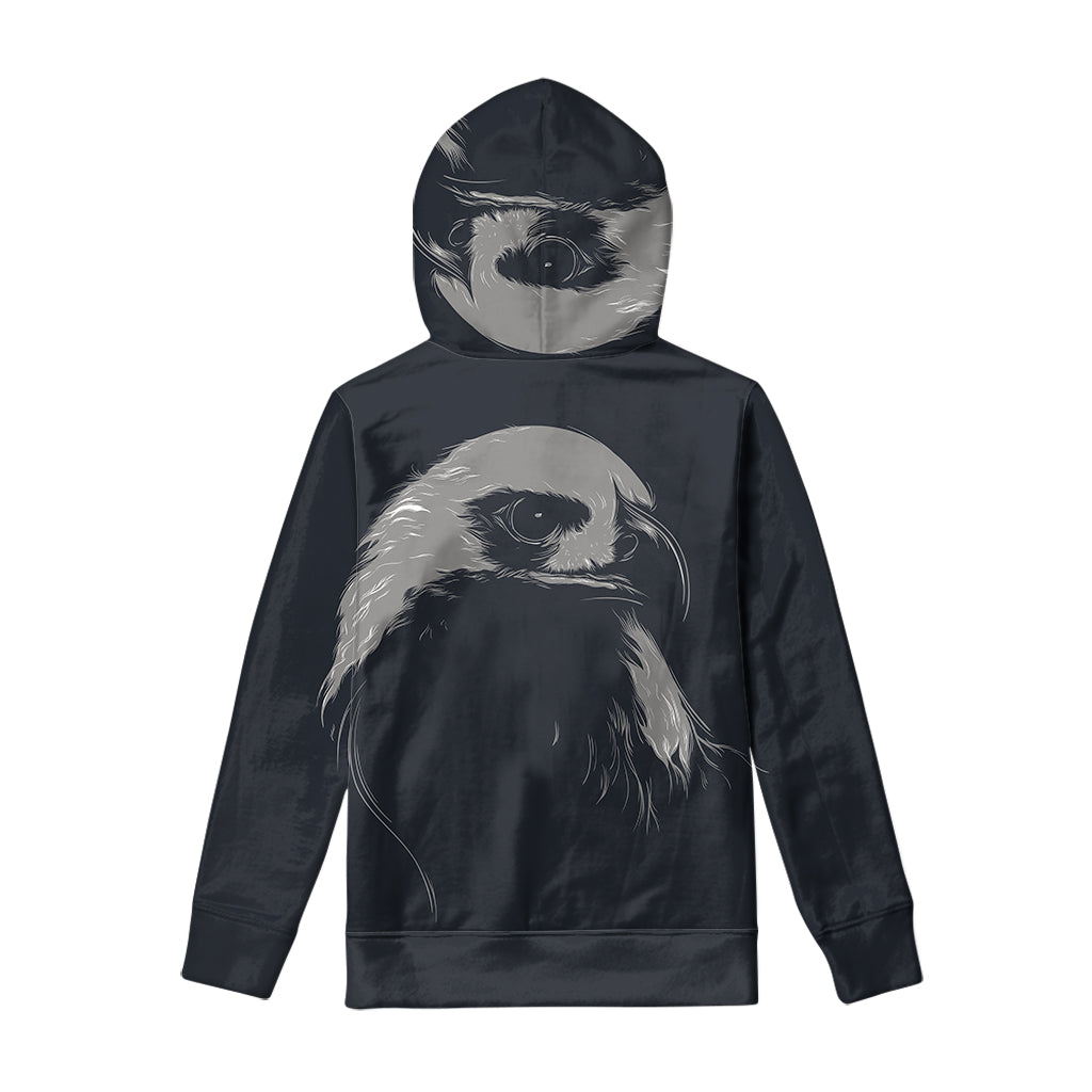 Monochrome Eagle Print Pullover Hoodie