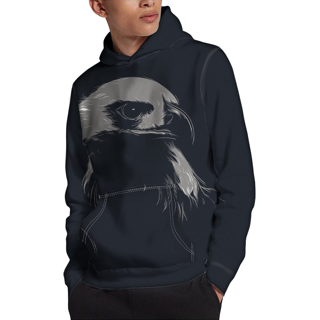 Monochrome Eagle Print Pullover Hoodie
