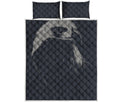Monochrome Eagle Print Quilt Bed Set