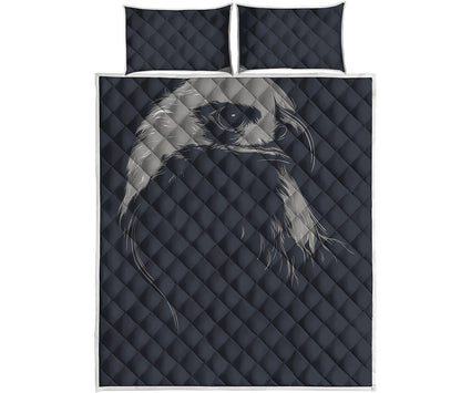 Monochrome Eagle Print Quilt Bed Set