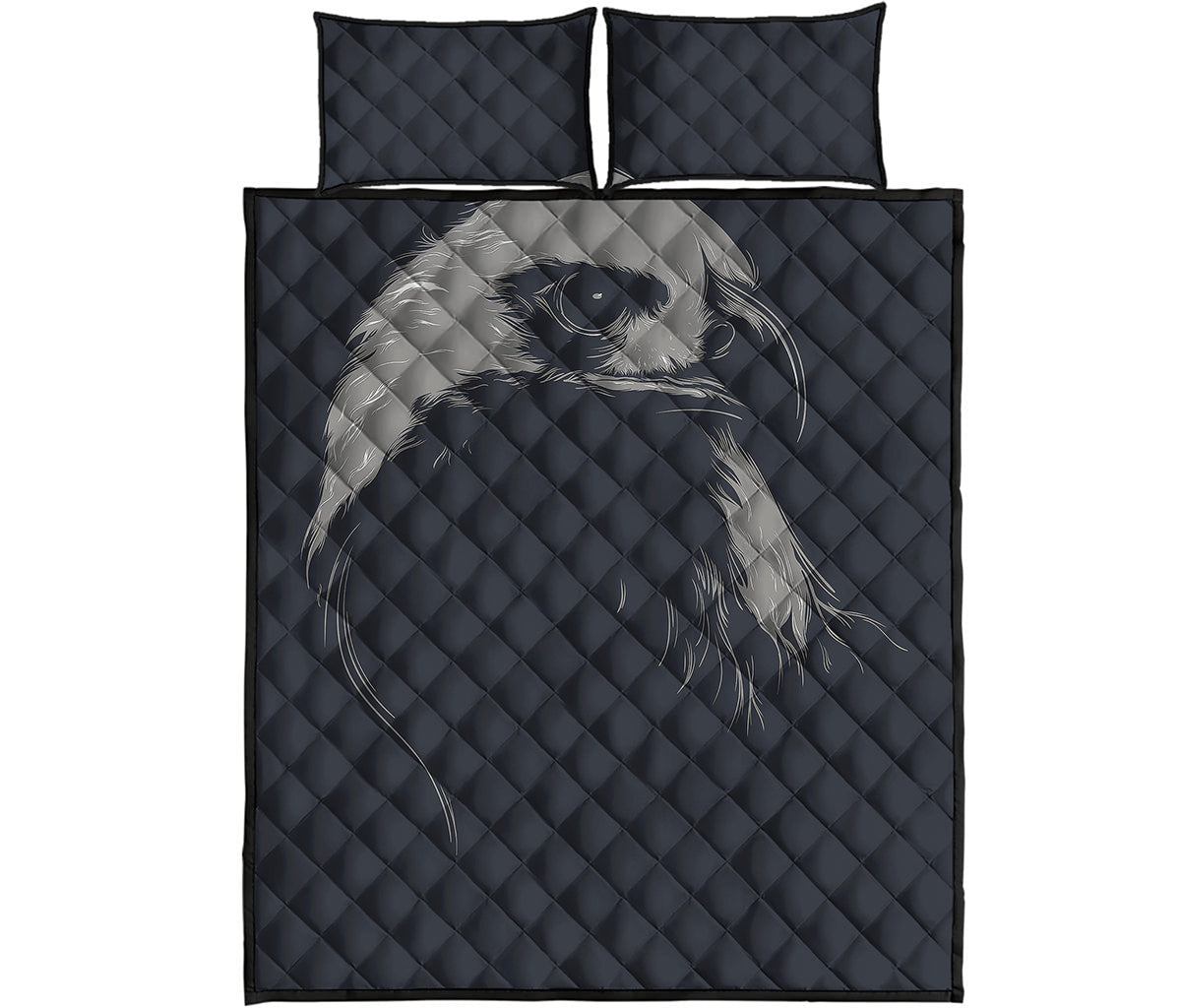 Monochrome Eagle Print Quilt Bed Set
