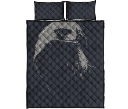 Monochrome Eagle Print Quilt Bed Set