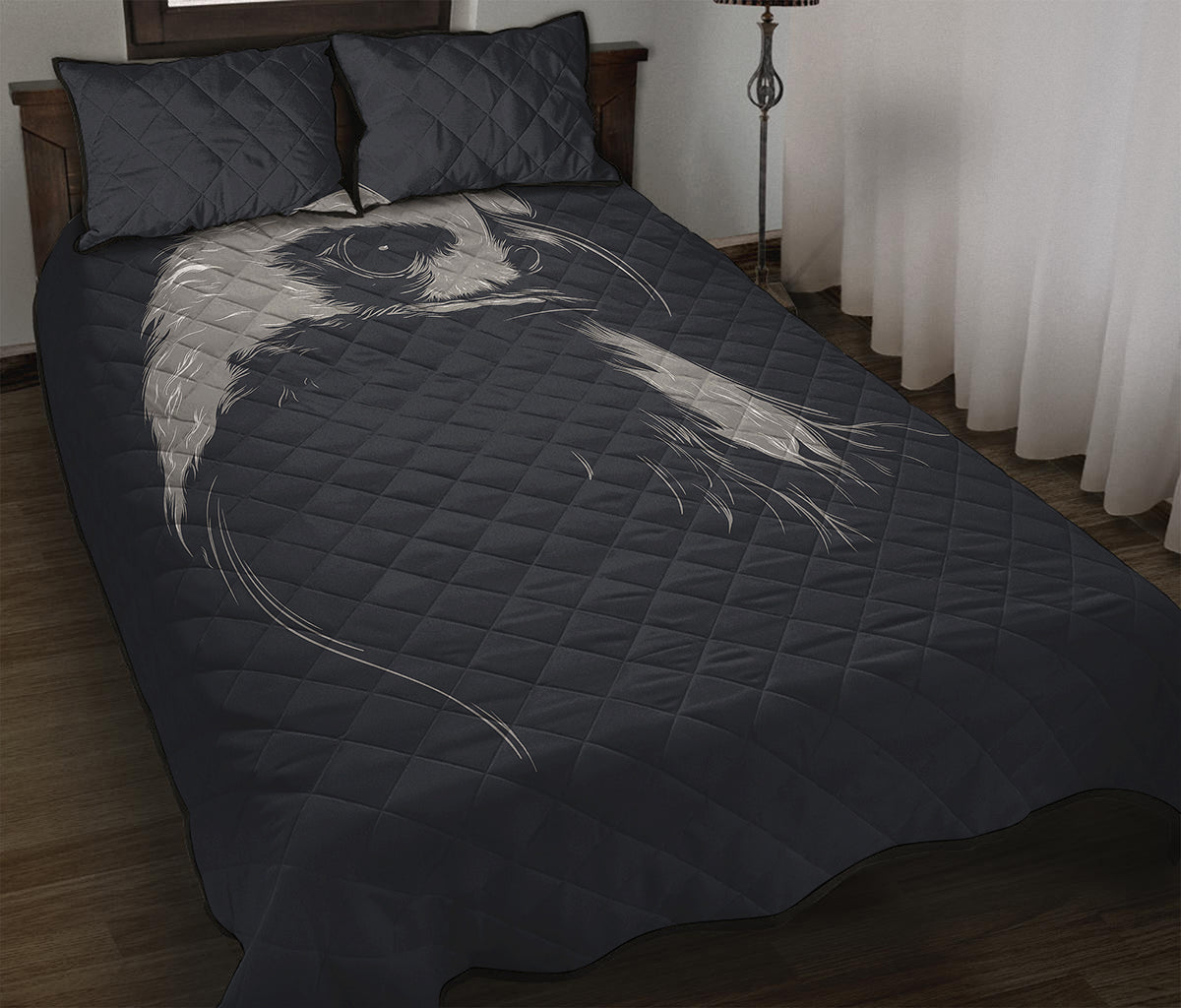 Monochrome Eagle Print Quilt Bed Set