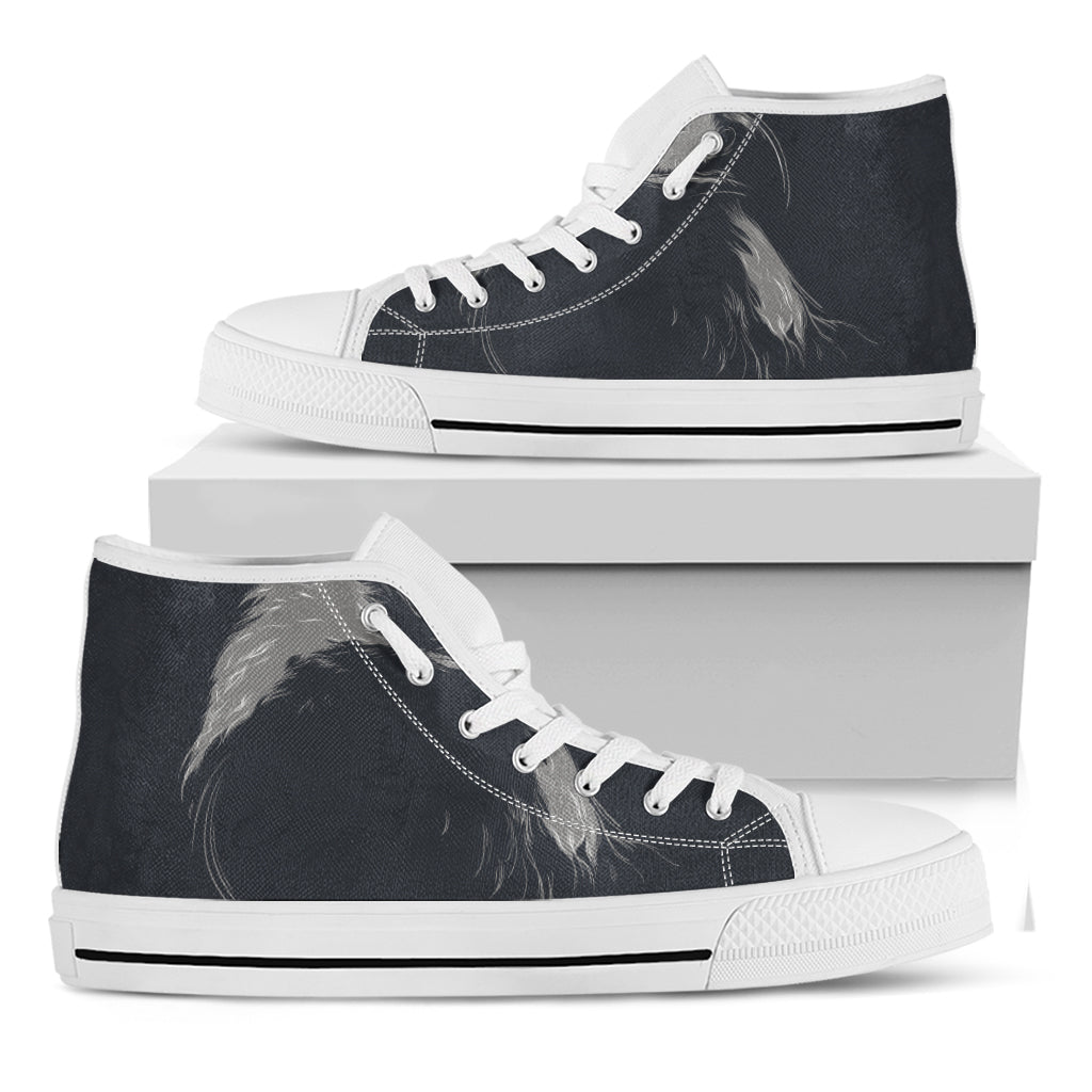 Monochrome Eagle Print White High Top Shoes