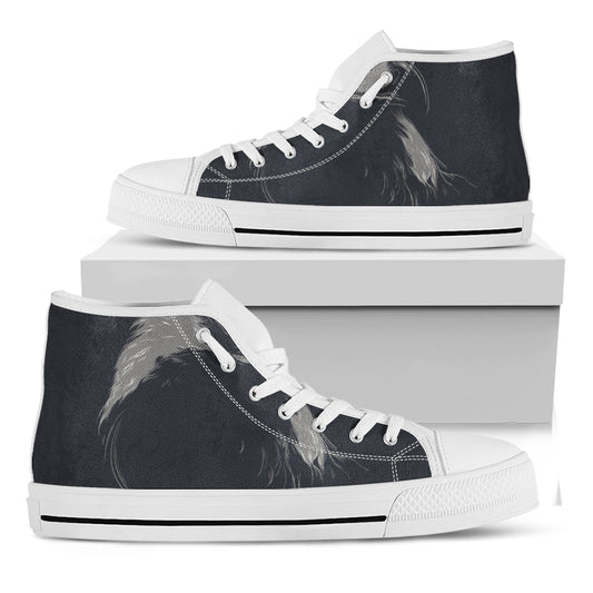 Monochrome Eagle Print White High Top Shoes