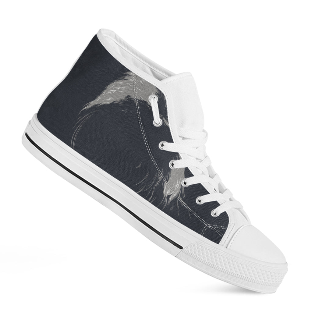 Monochrome Eagle Print White High Top Shoes