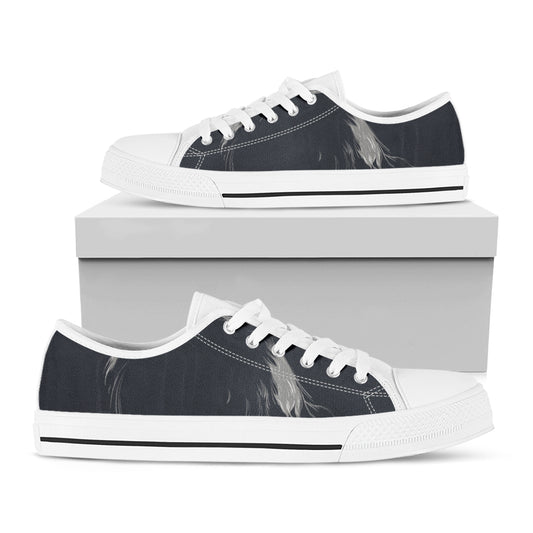 Monochrome Eagle Print White Low Top Shoes